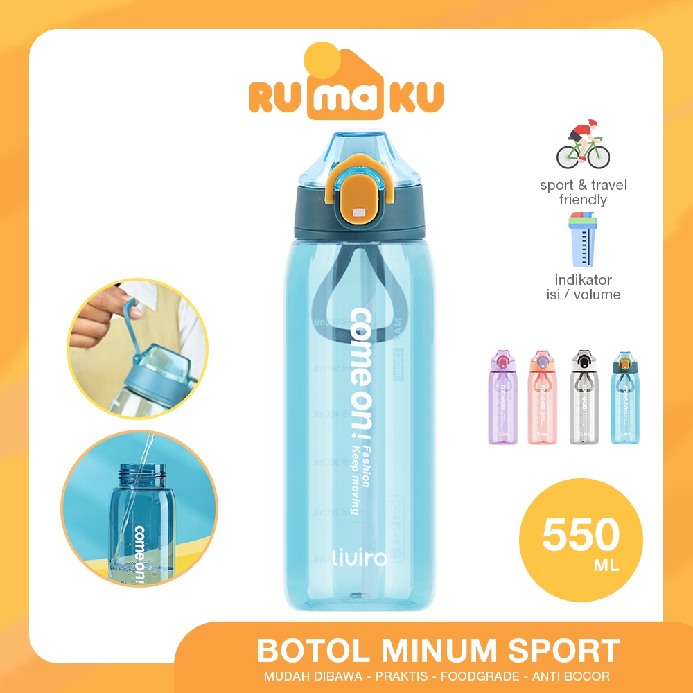 Rumaku Botol Minum Pop Cap Lock Botol Anak Sport Cup 550 ml Botol Air Anak Imut