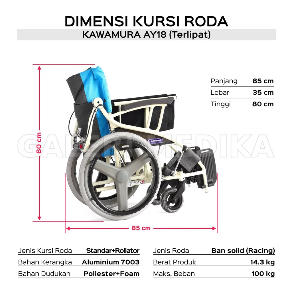 Kawamura Type AY Kursi Roda Jepang - Rollator Wheelchair Convertible