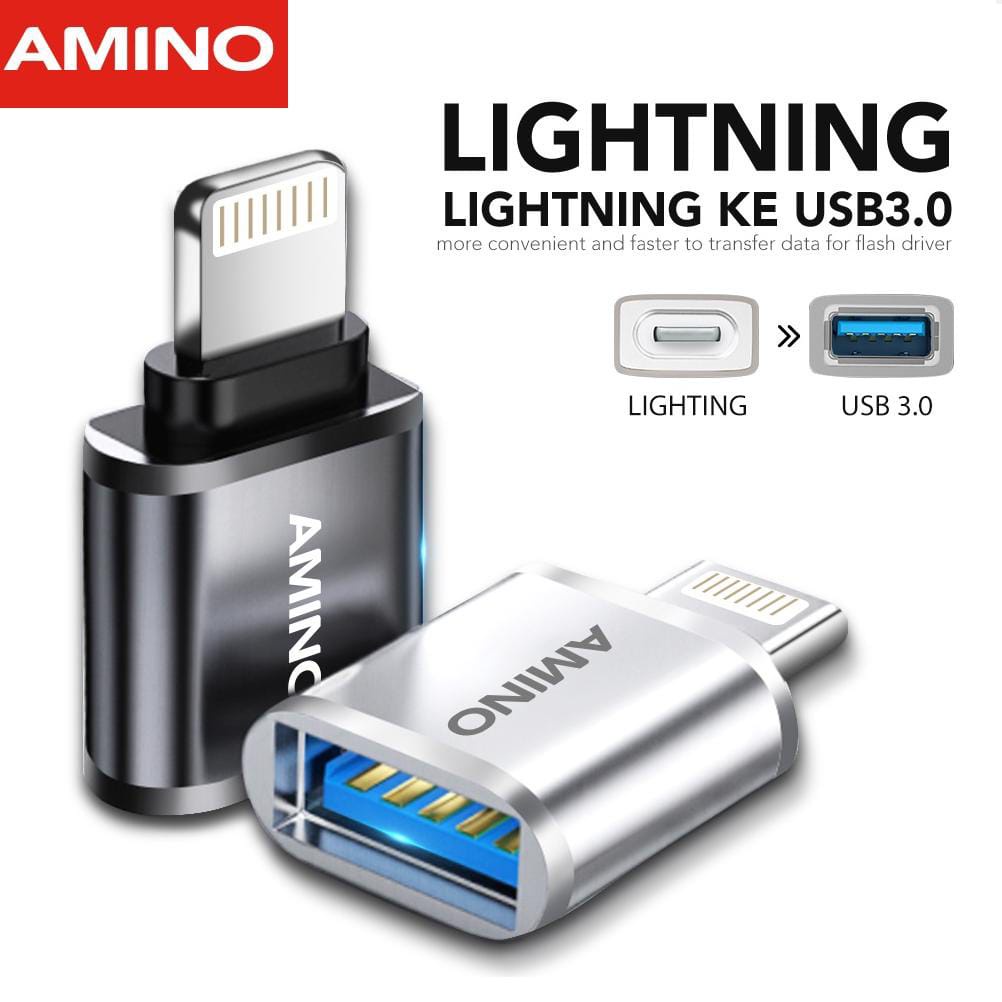 C*   AMINO OTG Connector Untuk Iphone Lightning TO USB 3.0 Adapter Converter Fast Data Transfer