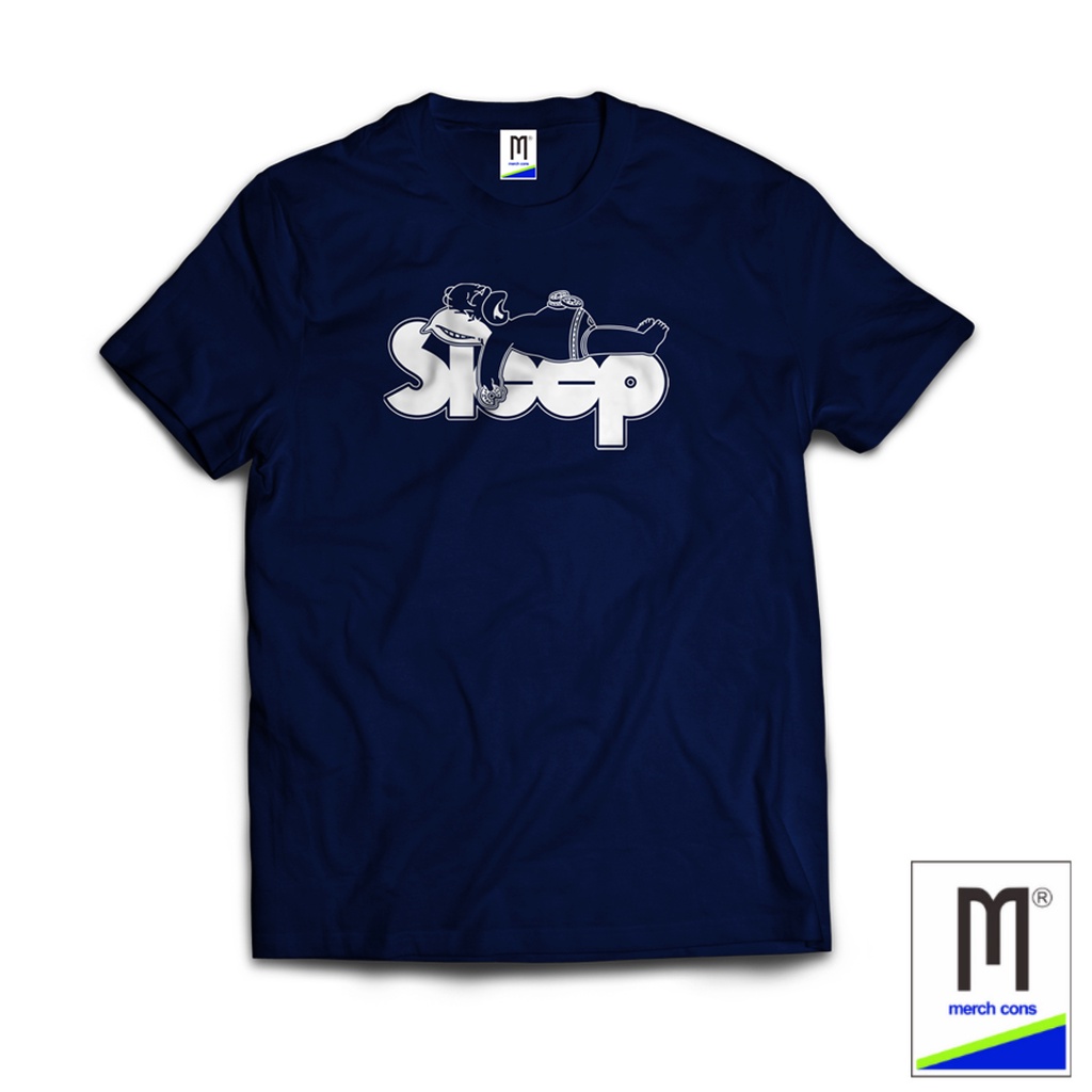 KAOS CARTOON SLEEP NAVY TAG MERCHCONS SIZE LUAR / KAOS MUSIK DISTRO