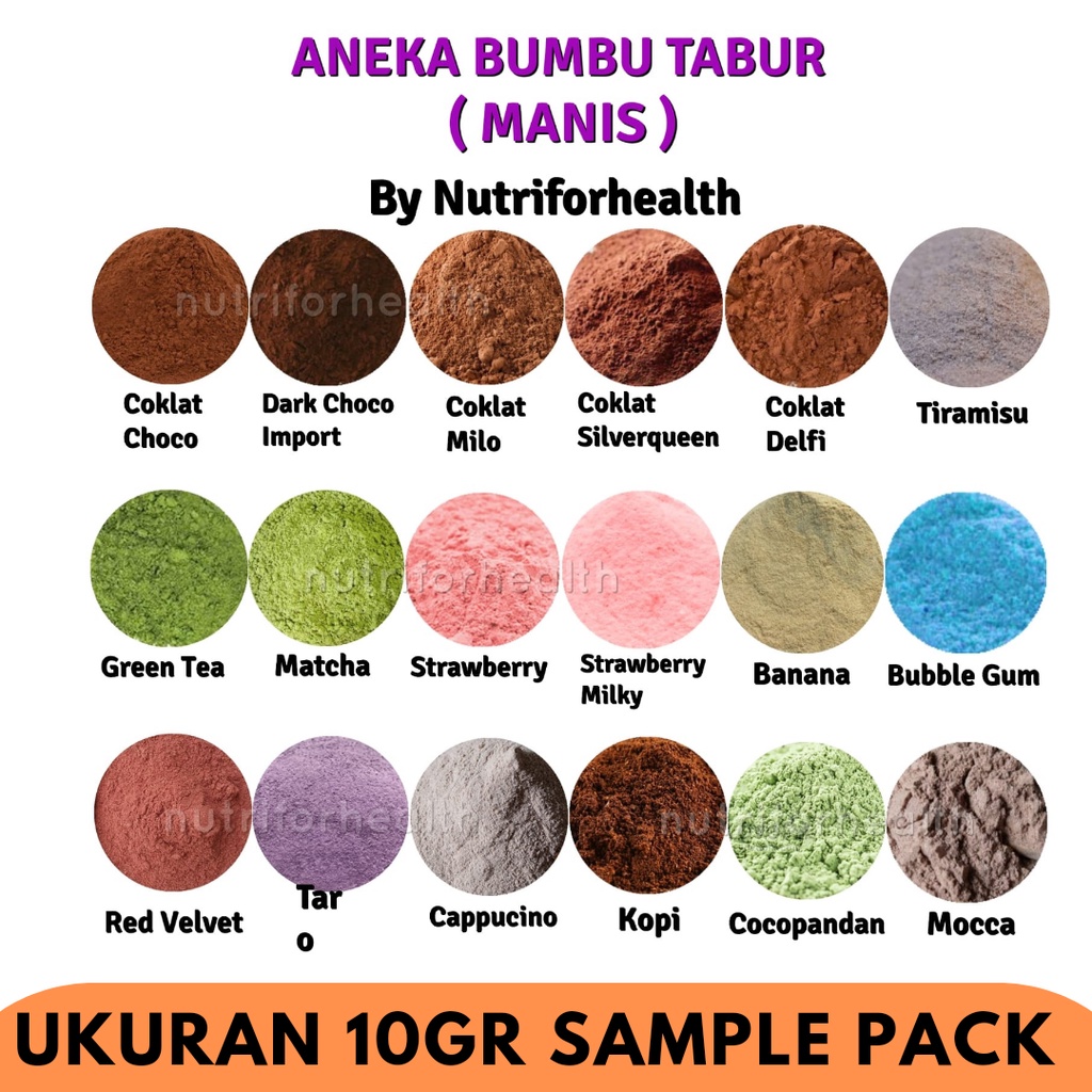 (10GR SAMPLE PACK) BUMBU TABUR MANIS COKLAT MILO TARO RED VELVET BUBBLE GUM OREO MATCHA