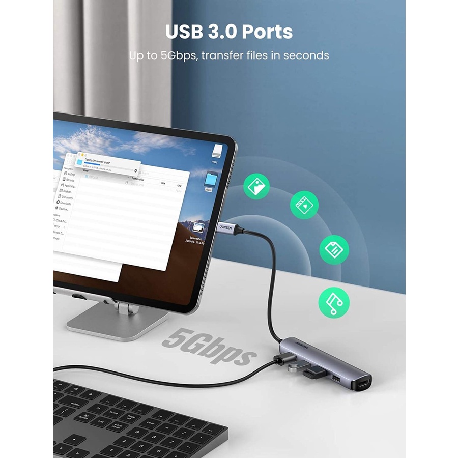 USB HUB 5in1 UGreen USB-C to USB 3.0 x 4Port + HDMI (20197)