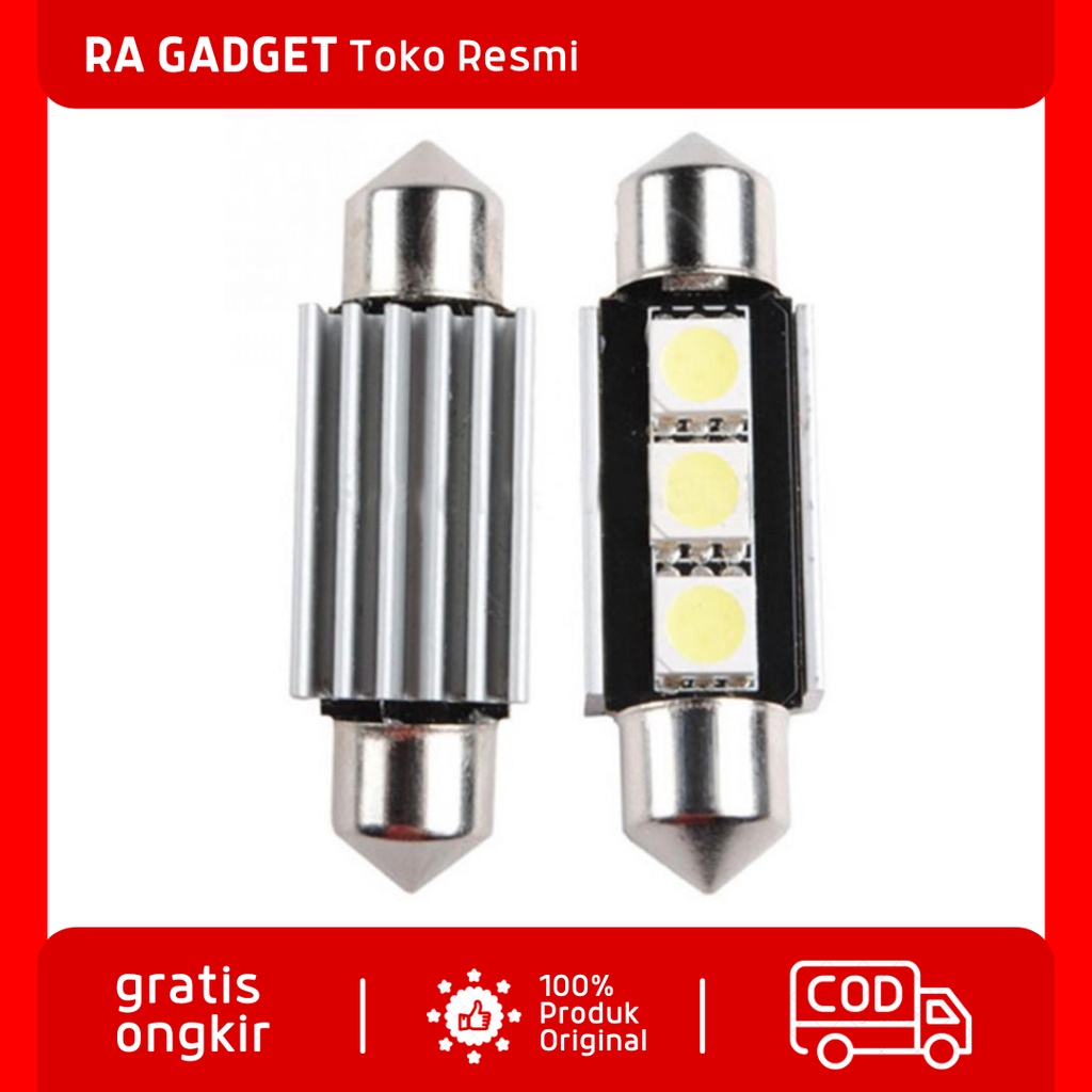 Lampu Interior Mobil LED Plafon 36mm C5W DE3423 3 SMD 12V 2 PCS / Lampu Kabin Plafon Interior Mobil 
