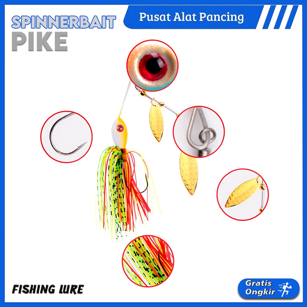 Umpan Casting Spinner Bait Pisau Ganda 17G Umpan Spinner Pisau Willow Ganda untuk Bass Pike Tiger Muskie Metal Jig Umpan Casting Gabus Toman