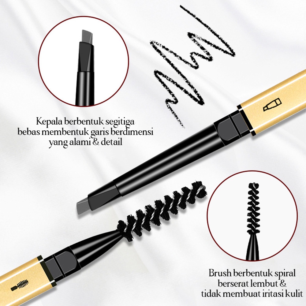 MSY Pensil Alis 2IN Anti Air/Pensil Alis Natural Putar Drawing/Double Heads Eyebrow Automatic Waterproof/Eyebrows Look Korean