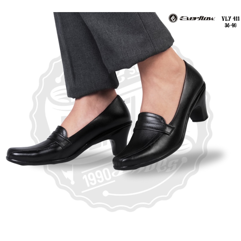 ☀ EVERFLOW ☀  Sepatu Kerja Wanita LEONA Heels 4cm Kulit Asli.