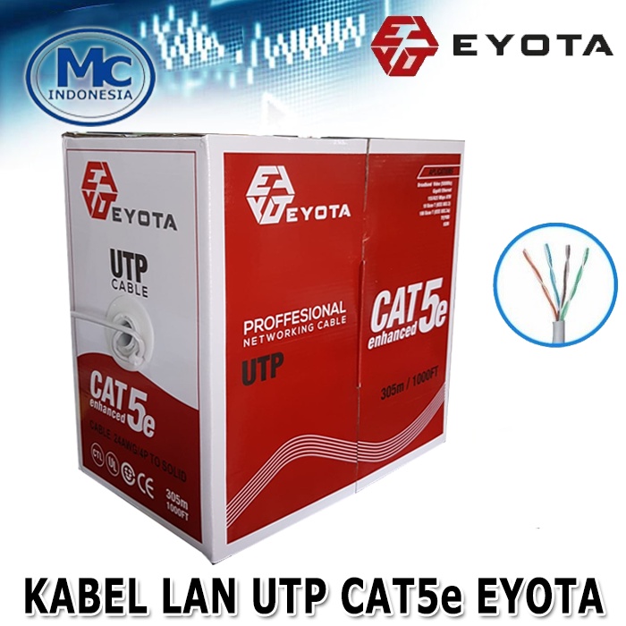 KABEL LAN UTP INDOOR UTP CAT 5e EYOTA 1 ROLL 305 METER