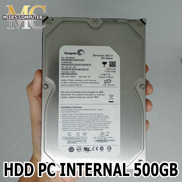 HDD HARDDISK INTERNAL PC 500GB SATA TEBAL