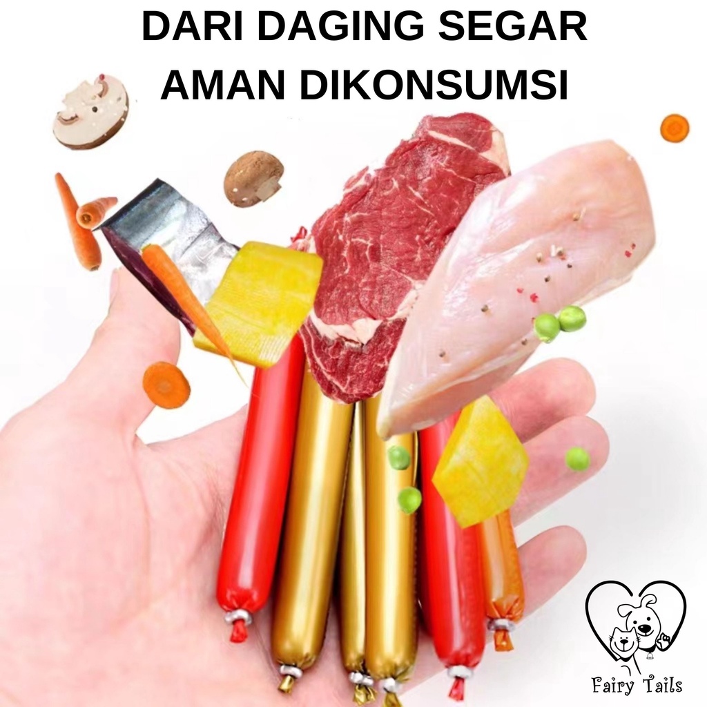 Sosis Daging dan Seafood Cemilan Snack Anjing dan Kucing Anabul 15 gram / Ham Meat Sausage for Pet Dog and Cat