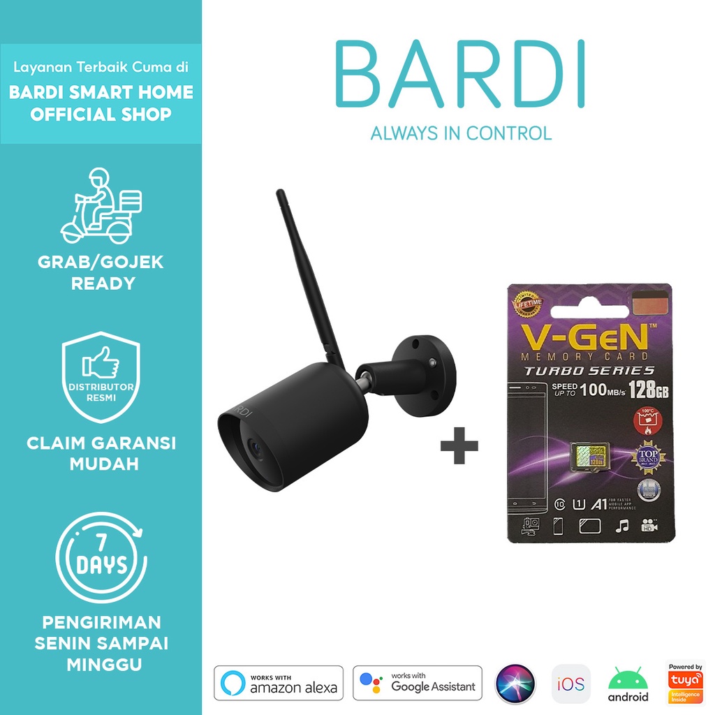 BARDI Smart Outdoor STC IP Camera CCTV Wifi IoT Home Automation + Micro SD