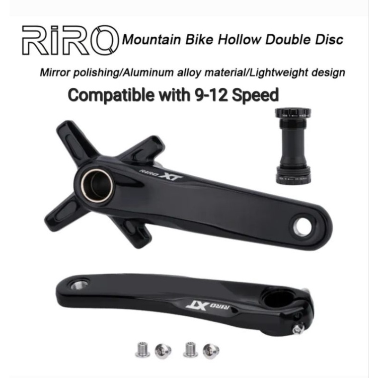 RIRO XT Crankset Sepeda BB HT2 BCD 104 Hollowtech Arm Crank Sepeda Crank set Bottom Bracket