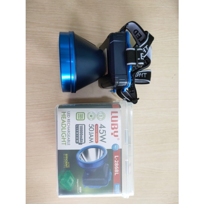 Senter Kepala LUBY 45 watt 2868 / L2868 / L-2868 WaterProof - Cahaya Putih