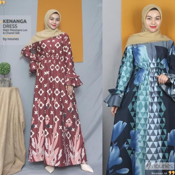 GAMIS WANITA NOUNES KENANGA DRESS GAMIS WANITA TANGAN RUFFLE BUSUI FRIENDLY SIZE M EL09I09A82L