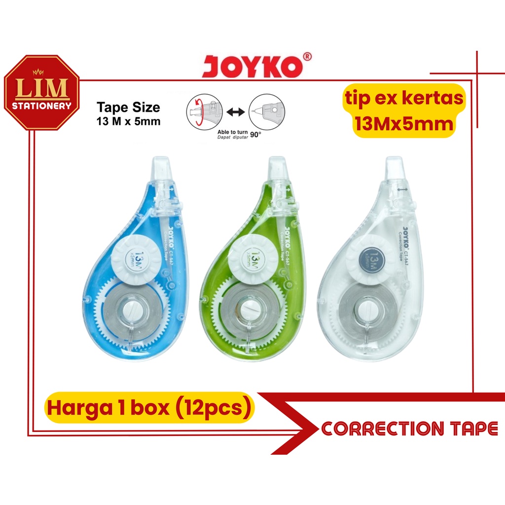 

TIP EX KERTAS / CORRECTION TAPE (12PCS) JOYKO CT-567