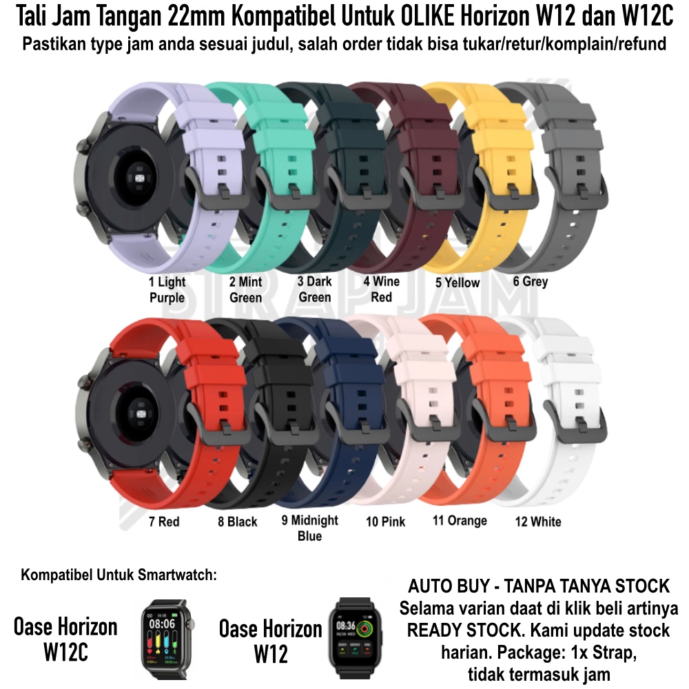 T2P Strap 22mm Untuk Olike Horizon W12 W12C - Tali Jam Tangan Pin Quick Release