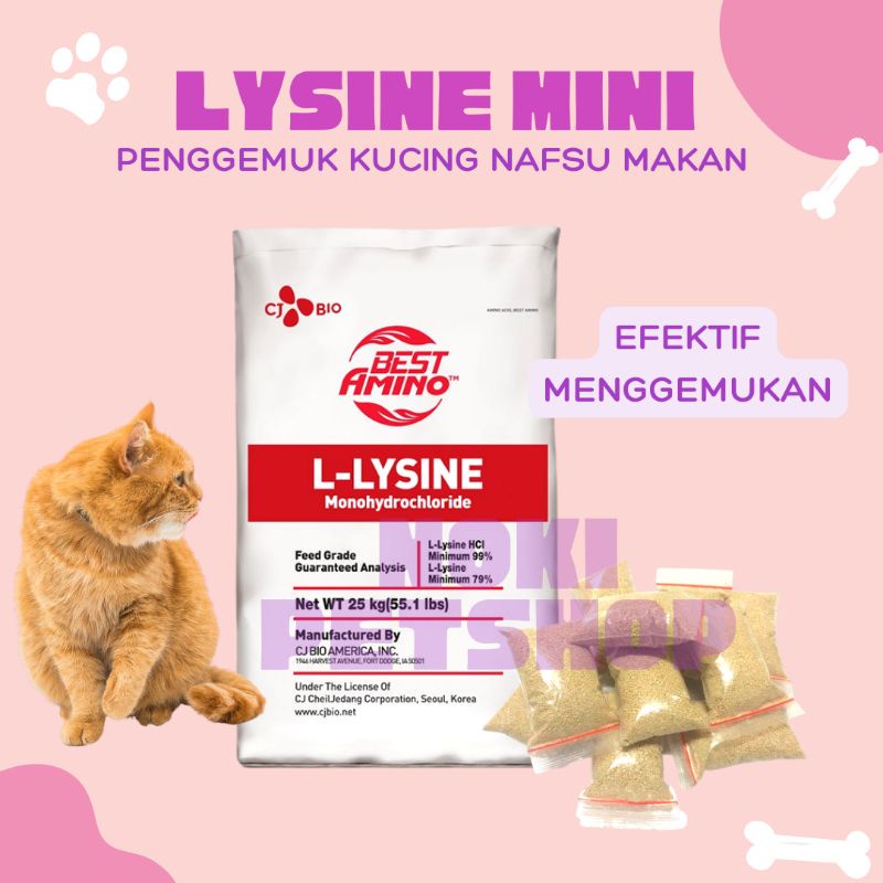 [BISA COD] LYSINE KEMASAN MINI 20gr SUPLEMEN PENGGEMUK KUCING | LYSINE CAT MENINGKATKAN IMUN IMMUNE NAFSU MAKAN KUCING LISIN LYSIN LISINE LEUSIN SUPLEMEN VITAMIN PENGGEMUK KUCING ANJING PENGGEMUK KUCING LYSINE PLUS VITAMIN LENGKAP