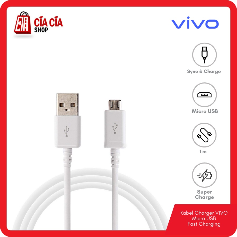 Kabel data charger Vivo usb micro 2A Fast Charging Original VIVO V3 V5 V7 V11 V15