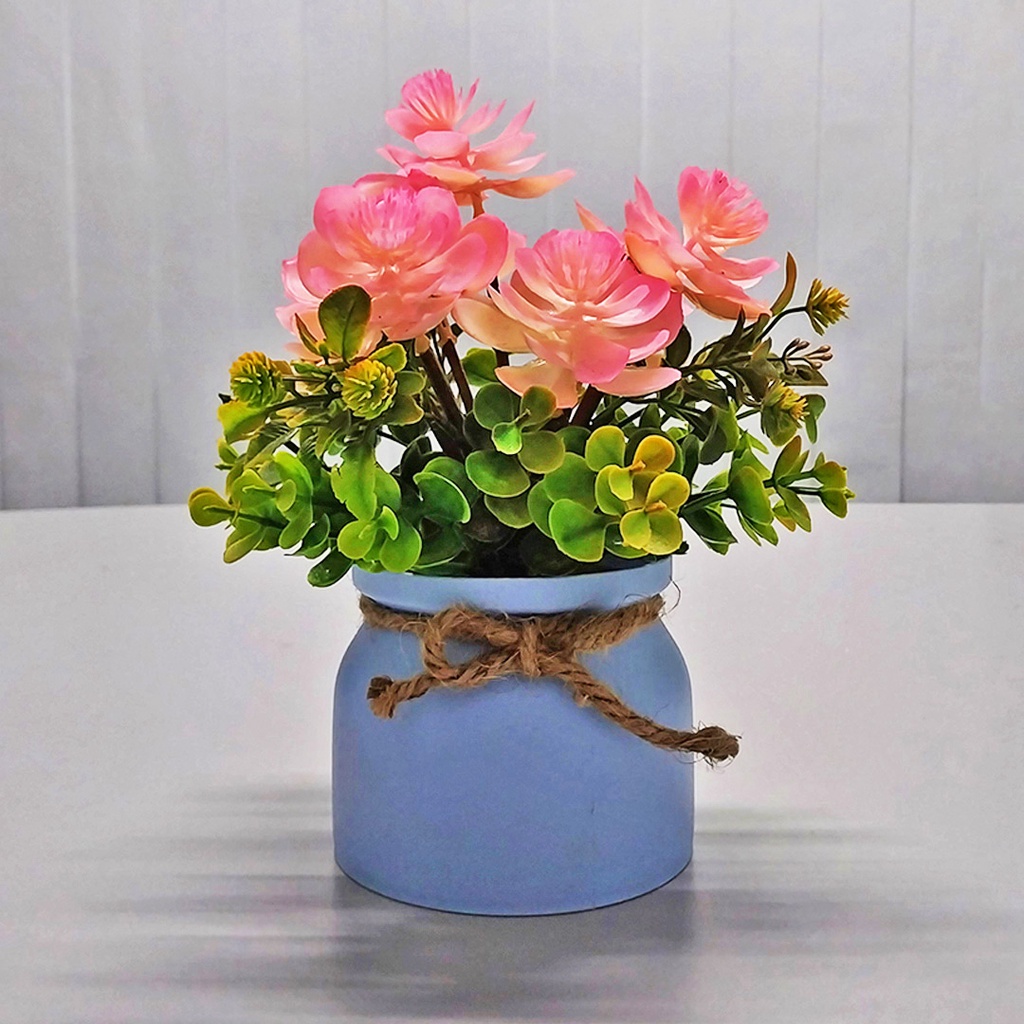Tanaman Hias Plastik Pot Bunga Mawar Hias Bonsai Cantik Pajangan Dekorasi Hiasan Rumah Import Artificial Flower Azgalery PBP90