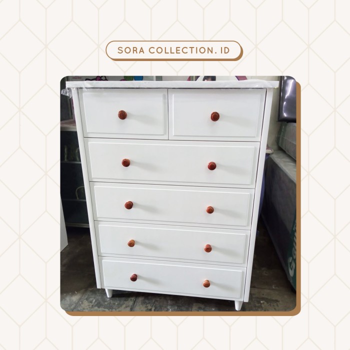 Terlaris Lemari Susun Laci Kayu Blockboard / Drawer 5 Susun Putih Minimalis