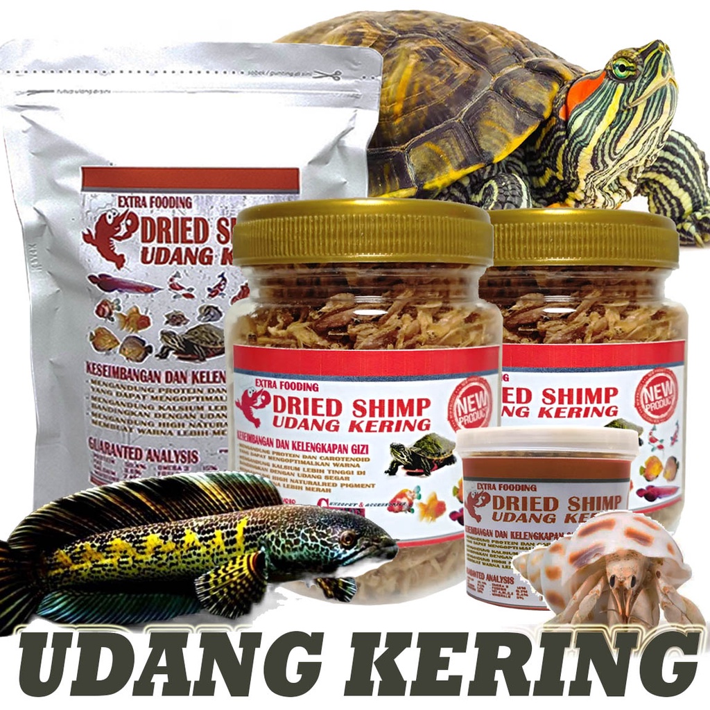 DRIED SHIRMP UDANG KERING KEMASAN BESAR MAKANAN PAKAN KELOMANG IKAN KURA KURA AIR BRAZIL MURAH