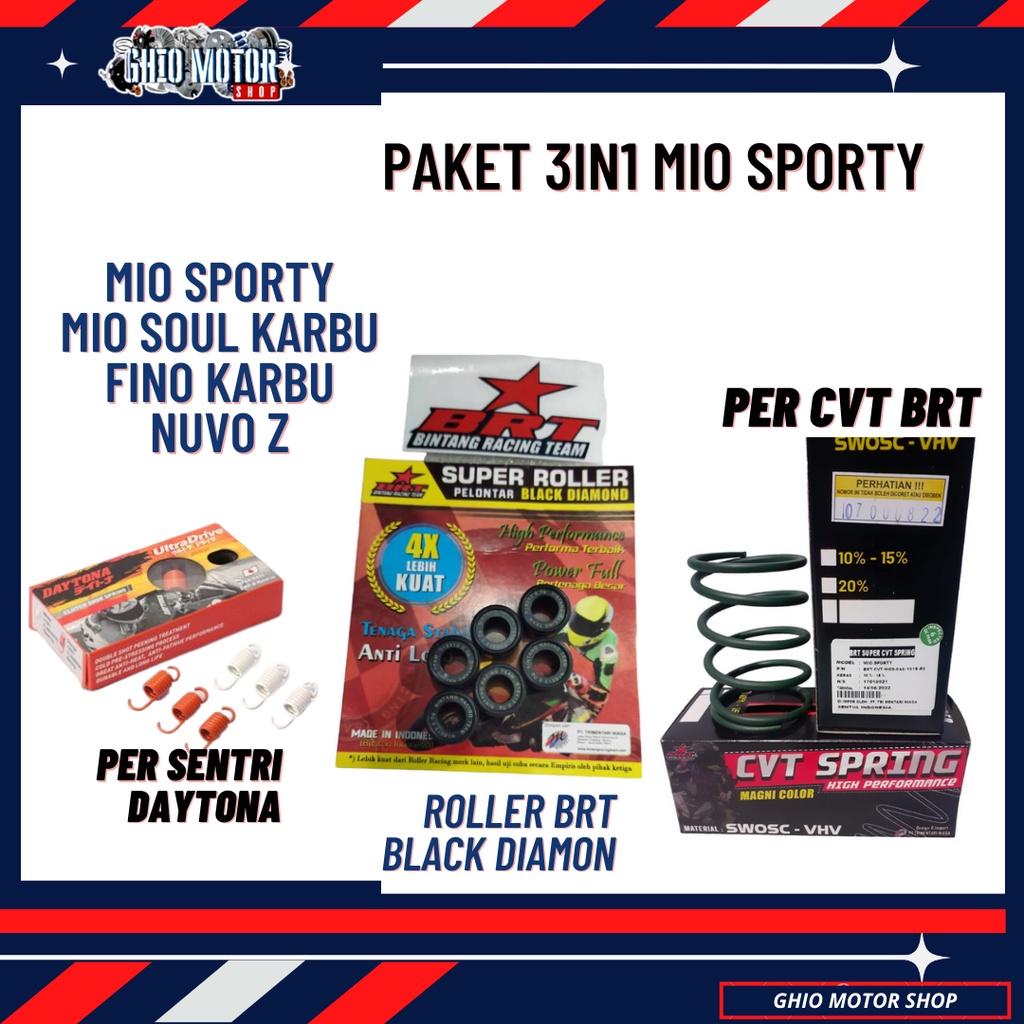 PAKET KIRIAN CVT 3IN1 MIO SPORTY MIO SOUL KARBU NUVO Z NUVO LELE FINO KARBU UPGRADE CVT MIO SPORTY ROLLER BRT MIO SPORTY PER CVT BRT MIO SPORTY PER SENTRI CENTRI DAYTONA MIO SPORTY STANDAR KIRIAN MIO KARBU CVT MIO KARBU GHIO MOTOR SHOP