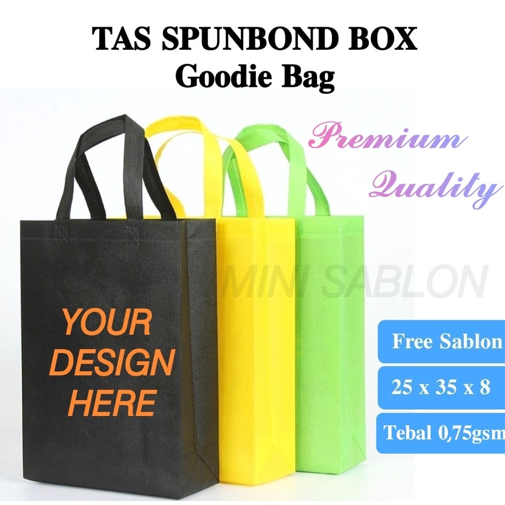 

Goodie Bag Tas Souvenir,Tas Spunbond Box Handle Press Free Sablon Tas Hajatan