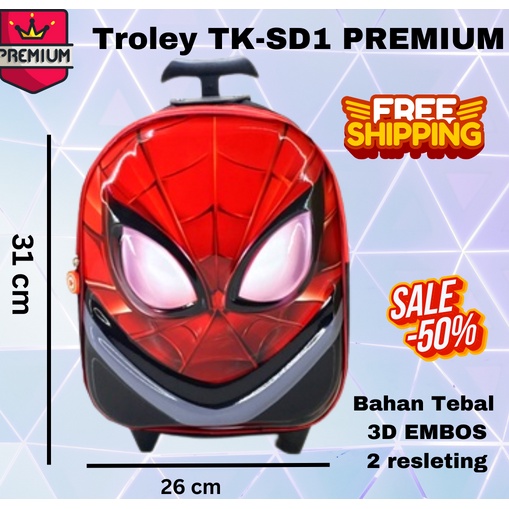 NEW ~ COD ~ Tas TROLEY Sekolah  2 Ruang TK Superman Batman Bumblebee Captain IRON MAN Tas Kilap 2 resleting