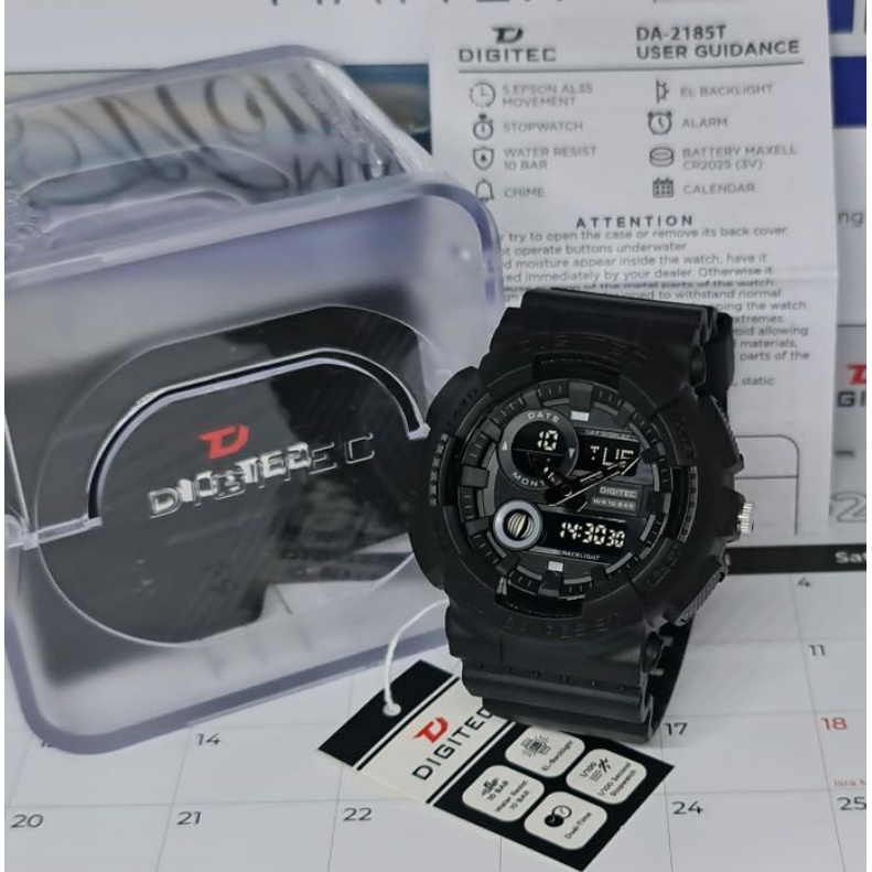 DG 2185 ORIGINAL WATERPROOF JAM TANGAN PRIA DUALTIME BISA COD