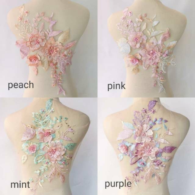 Best Seller Lace Bordir Bunga 3D Bb07 Bordir Tempel Aplikasi Bunga