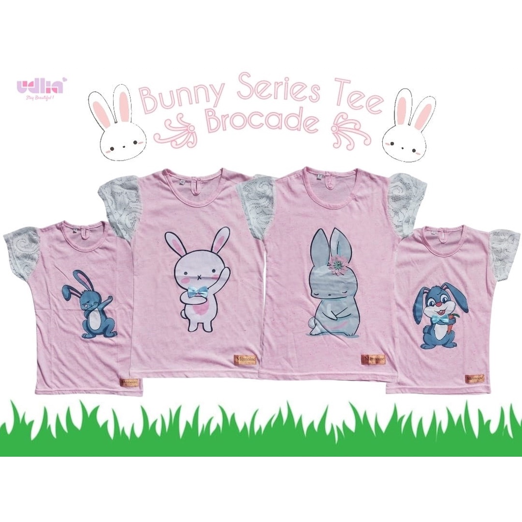 Udlia 3pcs Atasan Kaos Anak Perempuan Sablon Bunny Series Tee 2th-5th