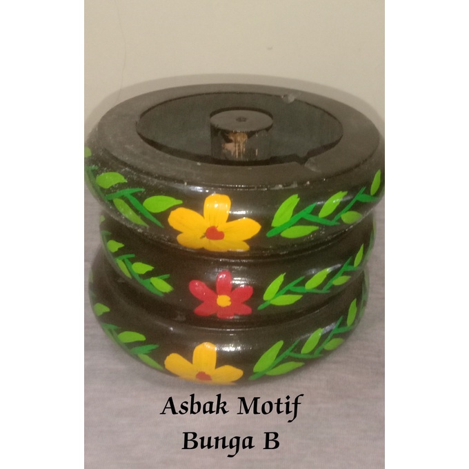 Asbak kayu motif Bunga Besar