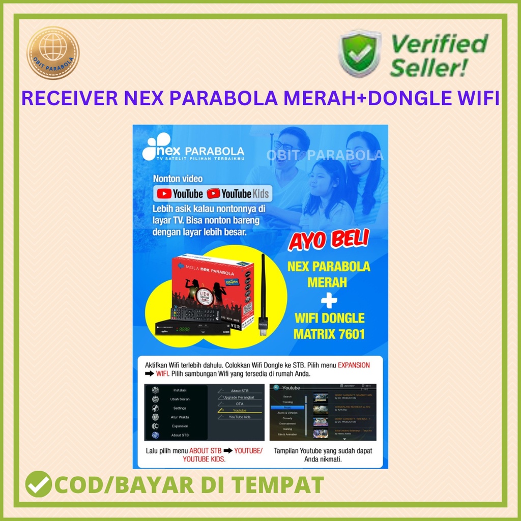 RECEIVER PARABOLA NEX MERAH+DONGLE WIFI MATRIX