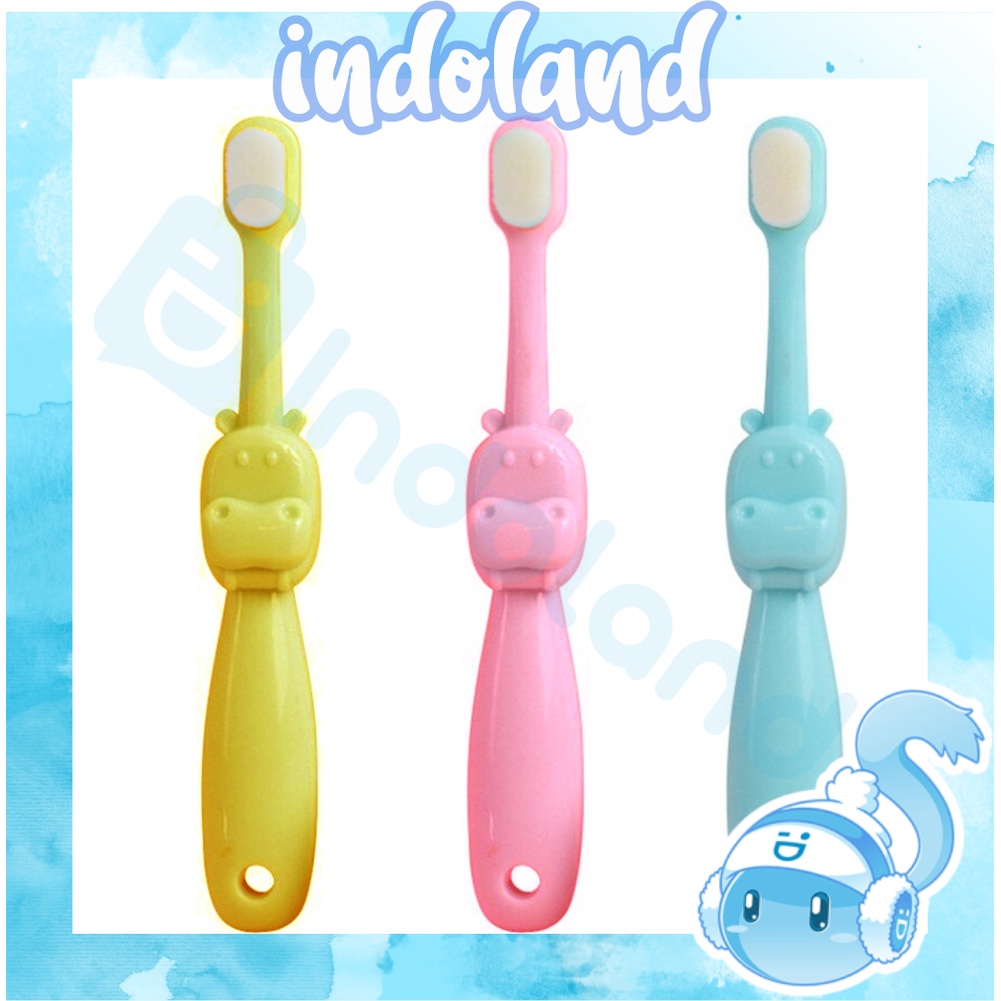 ☀INDOLAND☀  Upload Sikat Gigi Bayi / Anak Bulu Halus Lembut Training Tooth Brush Karakter Hippopotamus R848