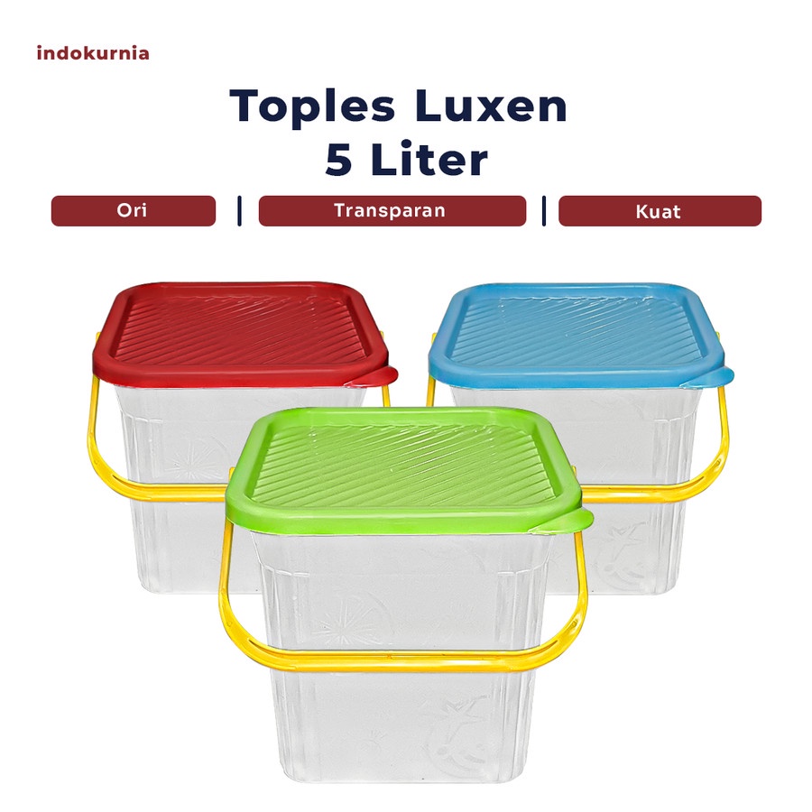 IK - Toples Snack Luxen ORI 5 Liter Persegi Food Box KUE LEBARAN ORI