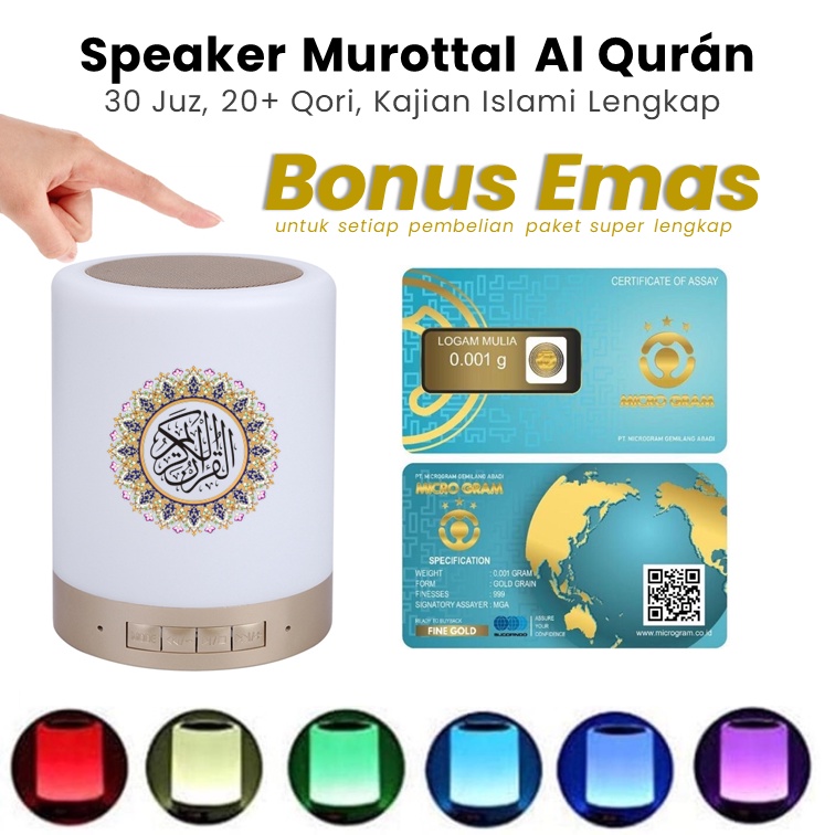 Speaker Murottal Al Quran 30 Juz Lampu Tidur + Bisa Bluetooth