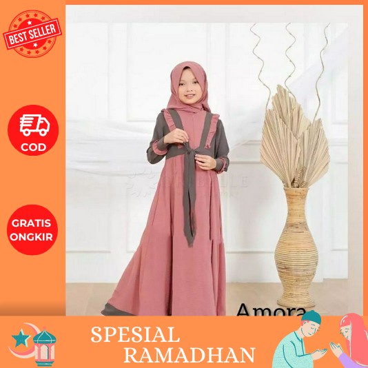 Nebula Kids Set Hijab Kids Original By Putri Alifa - Termasuk Kerudung Jilbab Gamis Baju Muslim Anak