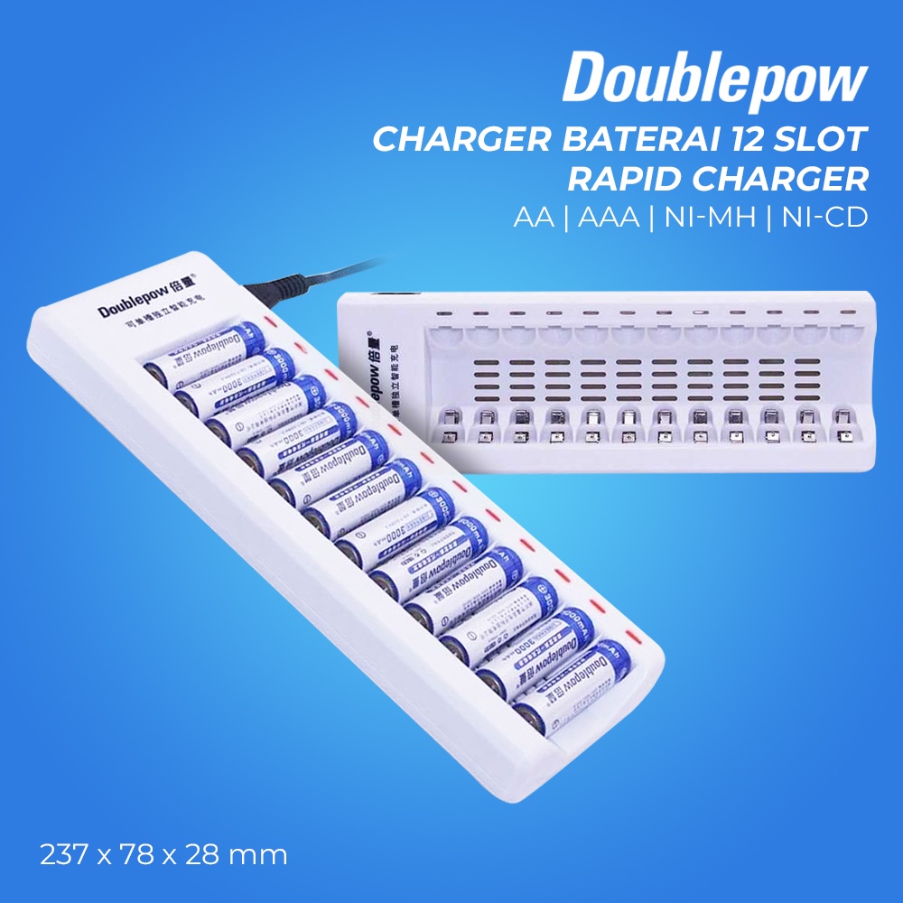 Doublepow Charger Baterai 12 Slot Rapid Charger AA/AAA Ni-Mh Ni-Cd - DP-K12 - White