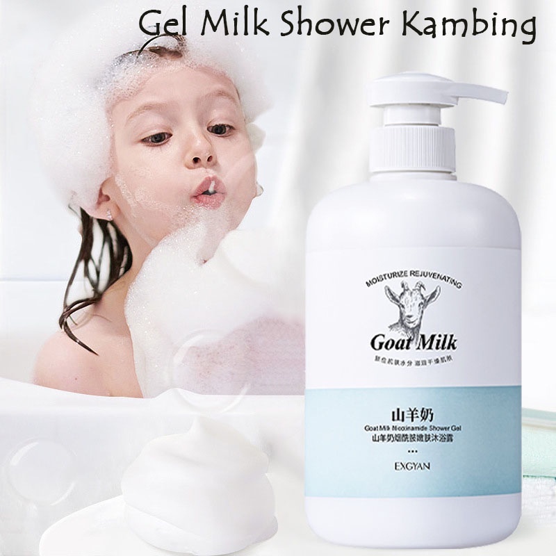 800ml Whitening Body wash Sabun susu kambing Sabun mandi Niacinamide Lembut Pemutih badan Sabun