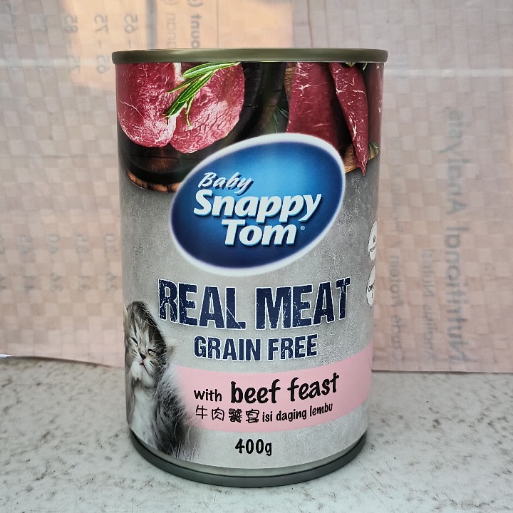 Makanan Kucing Snappy Tom Kaleng Baby Beef Feast 400G Wet Food