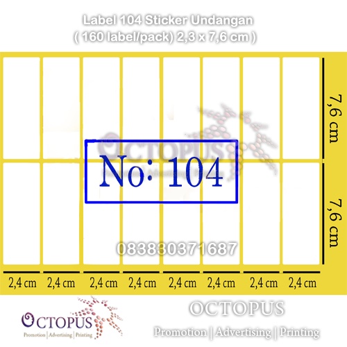 

Label 104 Sticker Undangan (160 label/pack) 2,3 x 7,6 cm