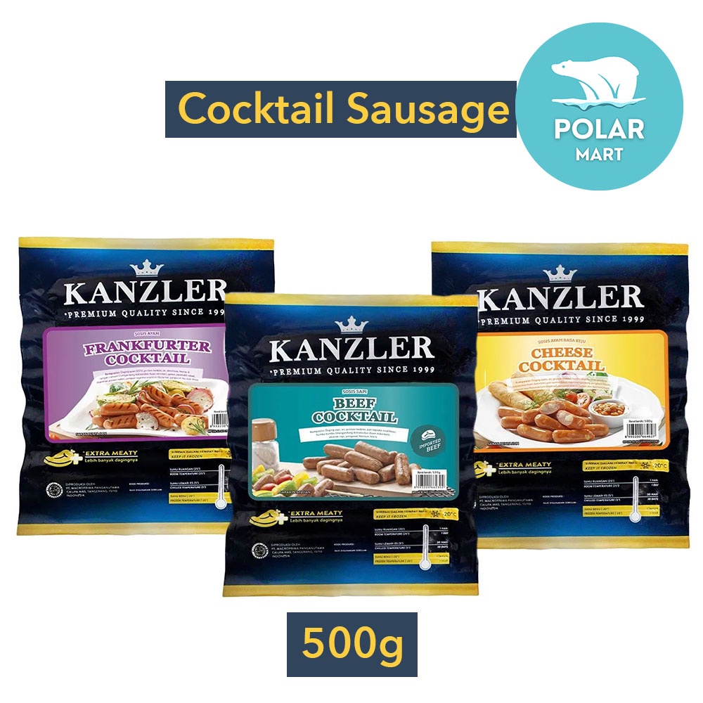 Kanzler Aneka Sosis Variasi Frankfurter/Beef Cocktail/Cheese Cocktail 500 Gram (FROZEN FOOD BANDUNG)