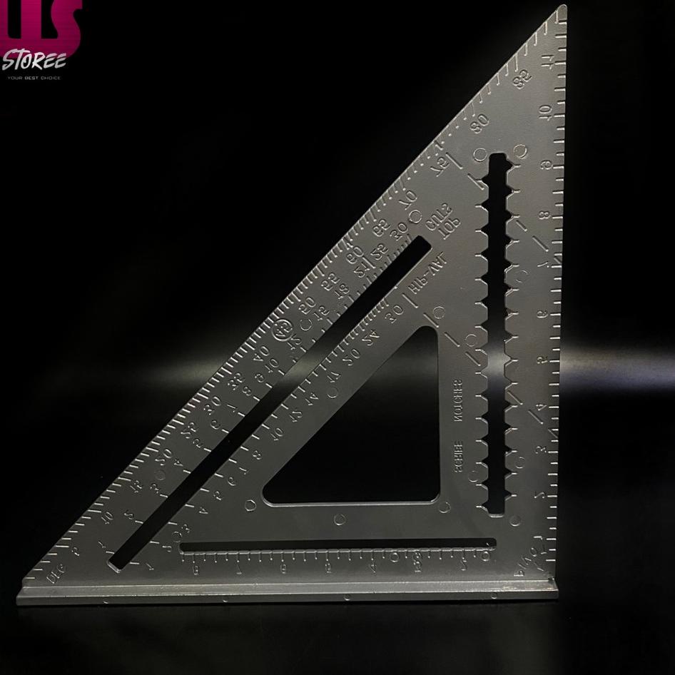 

▲ Speed Square Alloy abu Penggaris Segitiga siku tukang 12 inci Alloy 12 inch Penggaris siku Aluminium Penggrais segi tiga besar Besttools ⅎ