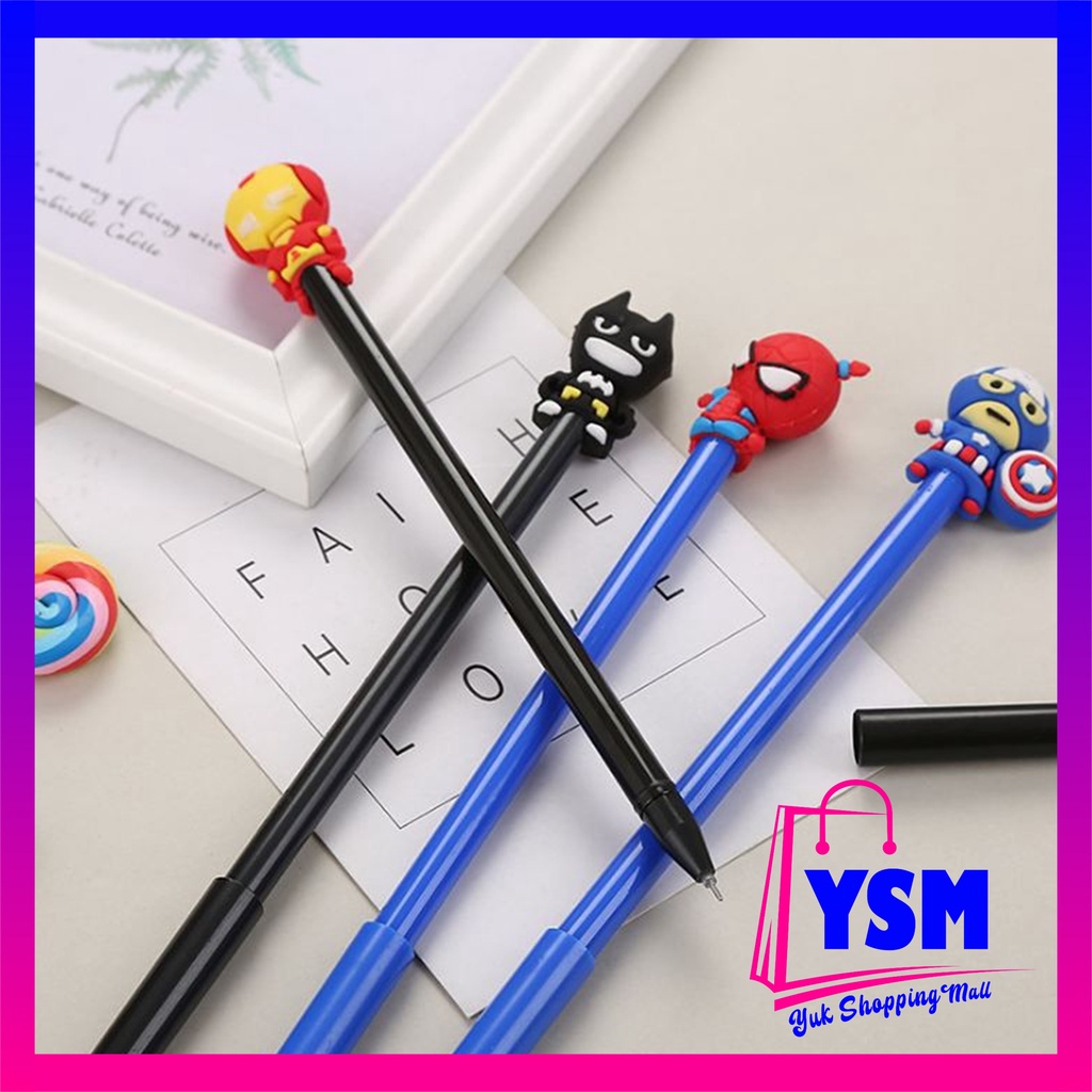 

YSM Pena Karakter SuperHero Gel Pulpen Karakter Pen Tinta Gel Lucu Alat Tulis Karakter Superhero 3D Murah