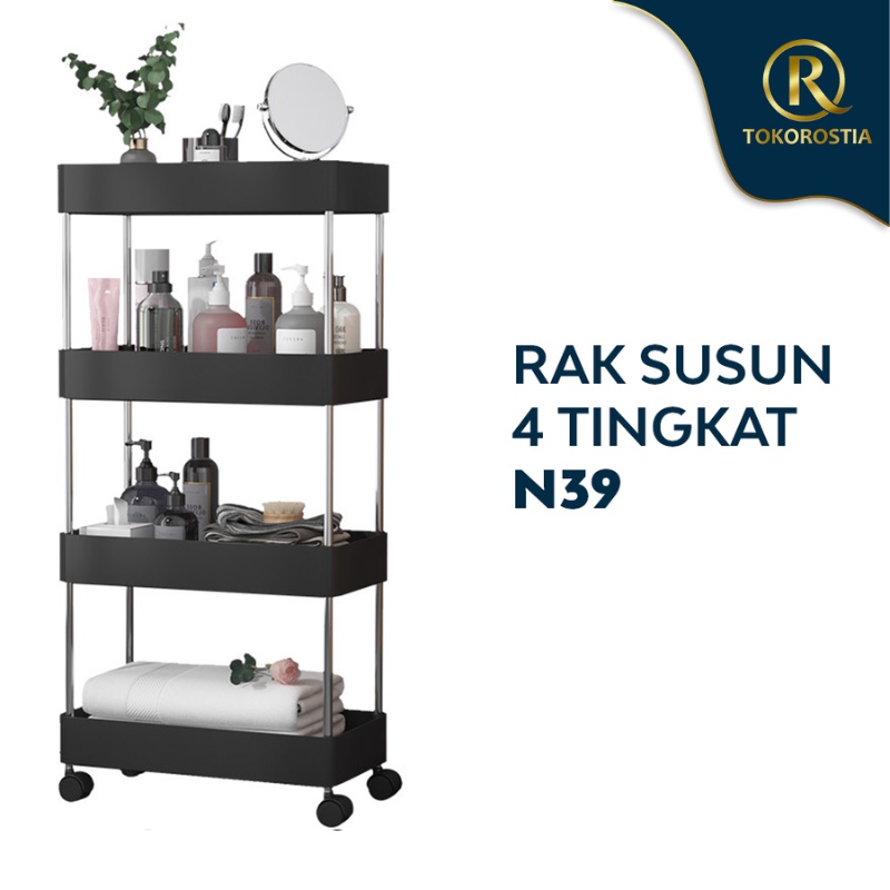 Rak Susun Plastik N39 Roda Serbaguna Penyimpanan 4 Tingkat