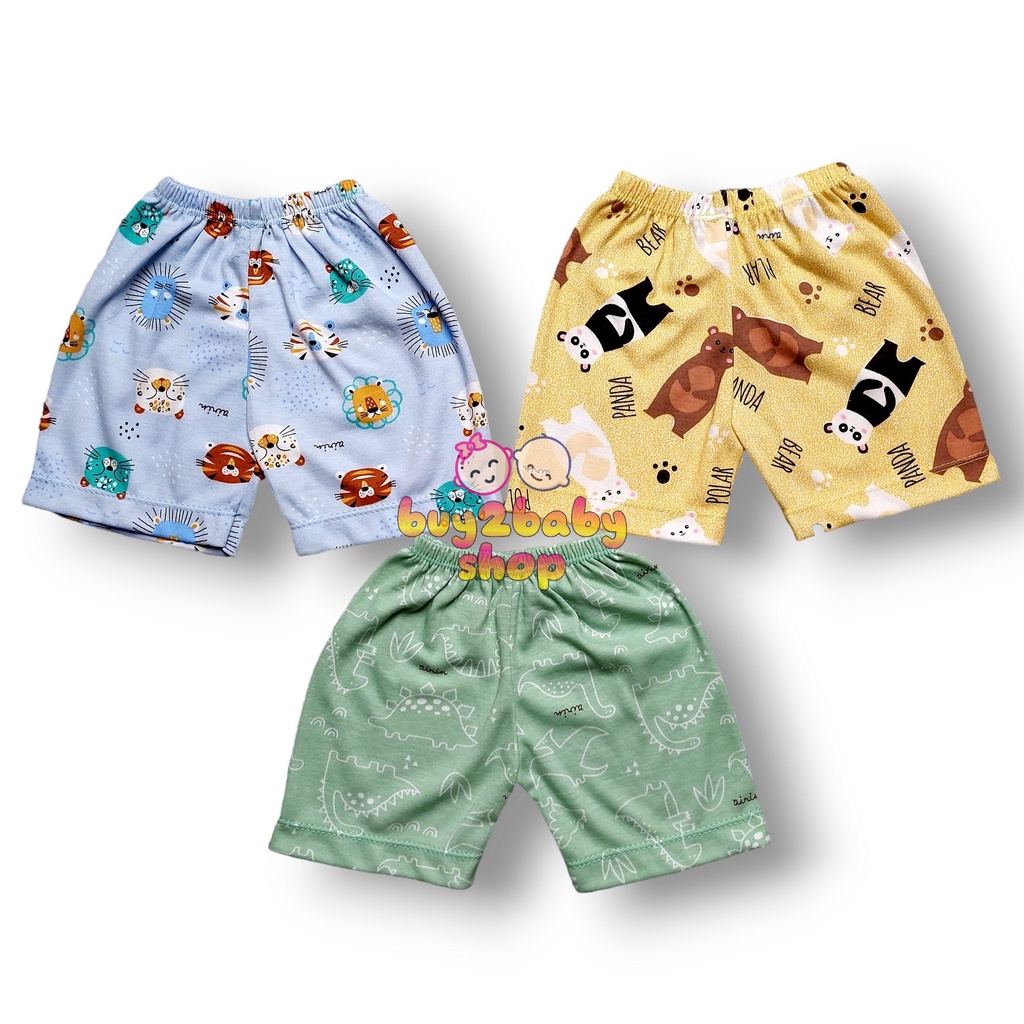 Celana pendek bayi katun Full Print Airin Baby 0-3 Bulan isi 3 Celana