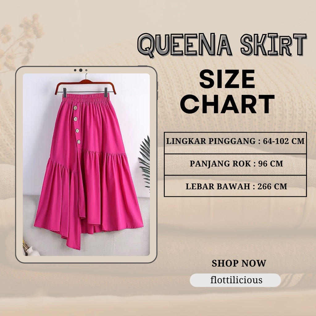 QUEENA SKIRT / FASHION MUSLIM / ROK KEKINIAN / BAWAHAN WANITA / KECE