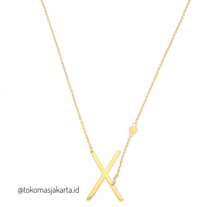 Kalung Nori Liontin Huruf X Emas Kuning 2.4gr