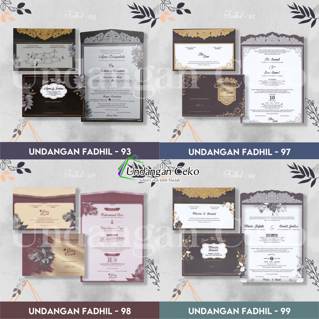 Undangan Tema Elegan Rustic Simple Untuk Pernikahan/Tasyakuran/Khitan Harga Terjangkau Fadhil-93, Fa