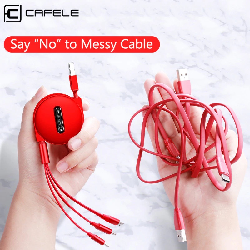 CAFELE Kabel Charger USB 3in1 Micro Type-C Fast Charging Murah Meriah HQ