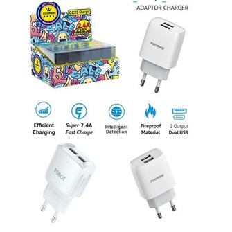 Adaptor Charger Foomee CC23s Batok Charger Fast Charging1 BOX ISI (20 PCS)  2.4A Dual Batok